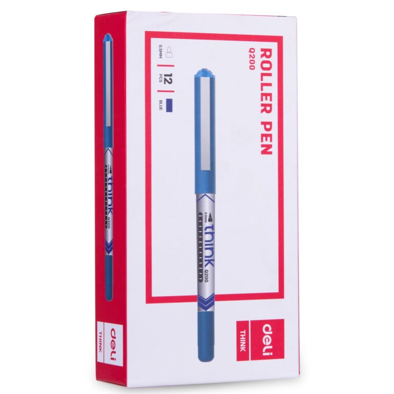 Deli EQ20030 Rollerball Pens, 0.5 mm, Blue, Pack of 12