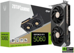 ZOTAC GAMING GeForce RTX 5060 AMP Graphics Card, 8GB GDDR7 128-Bit Memory, 2550MHz Engine Clock, 28 Gbps Memory Clock, 3840 CUDA Cores, PCI Express 5.0 x8 | ZT-B50600F-10M