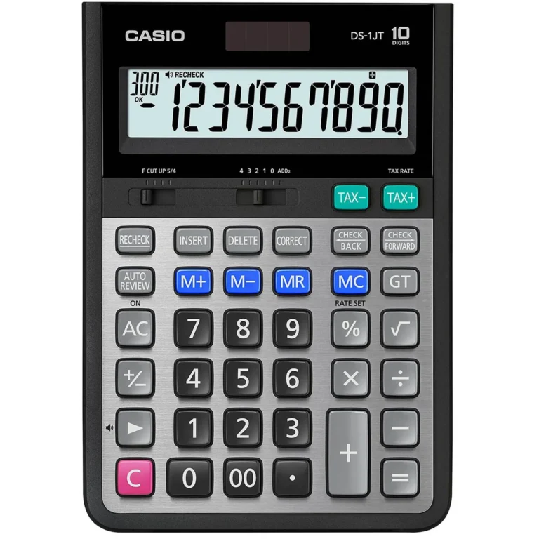 Casio DS-1JT 10-Digit Desktop Calculator, Solar and Battery