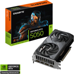 GIGABYTE GeForce RTX 5050 WINDFORCE OC 8GB Graphics Card, GDDR6 128-Bit Memory, 2587 MHz Core Clock, 20 Gbps Memory Clock, 2560 CUDA Cores, PCI-Express 5.0 | GV-N5050WF2OC-8GD