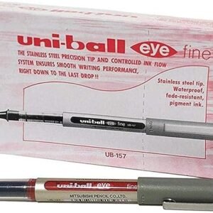 Uni-ball Eye Fine UB-157 0.7 mm Rollerball Pen, Red, Pack of 12