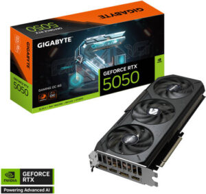 GIGABYTE GeForce RTX 5050 GAMING OC 8G Graphics Card, GDDR6 128-Bit Memory, 2632 MHz Core Clock, 20 Gbps Memory Clock, 2560 CUDA Cores, PCI-Express 5.0 | GV-N5050GAMING OC-8GD