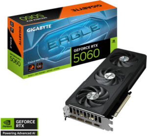 GIGABYTE GeForce RTX 5060 EAGLE MAX OC 8GB Graphics Card, GDDR7 128-Bit Memory, 2550 MHz Core Clock, 28 Gbps Memory Clock, 3840 CUDA Core, PCI-Express 5.0 | GV-N5060EAGLEMAX OC-8GD