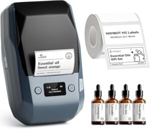 NIIMBOT Label Maker for Plant Labels, M2 Bluetooth Label Printer with Black Ribbon Cartridge and White Labels, 300 DPI, Compatible with 7 Android, 3 iOS, PC