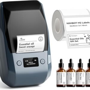 NIIMBOT M2 300dpi Thermal Transfer Label Maker with Black Ribbon & White Labels