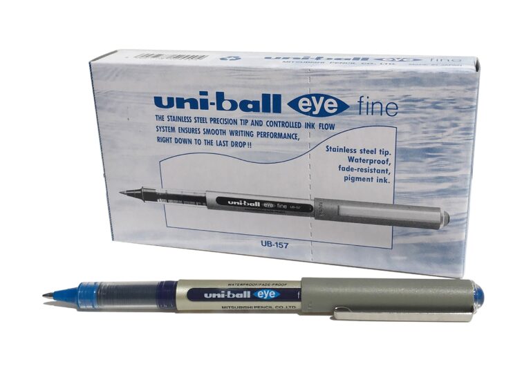 Uni-ball Eye Fine UB-157 0.7 mm Rollerball Pen, Blue, Pack of 12