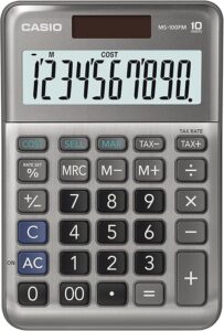 CASIO MS-100FM Desk Calculator 10-Digit, Metal Front, Tax, Cost/Sell/Margin