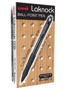 UniBall Laknock Retractable Ball Point Pen 1.0mm, Black- 12 Pieces