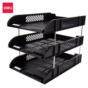 Deli 3 Tier Document Tray (Black)