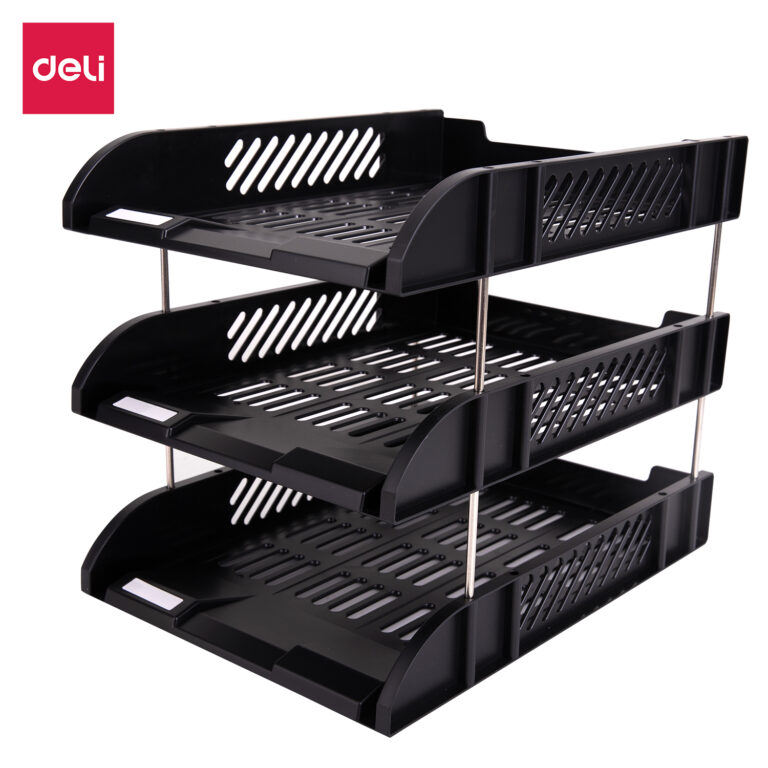 Deli 3 Tier Document Tray (Black)
