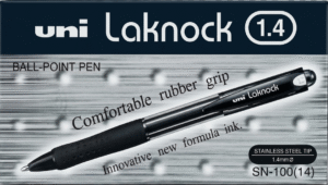 UniBall Laknock Retractable Ball Point Pen 1.4mm, Black- 12 Pieces