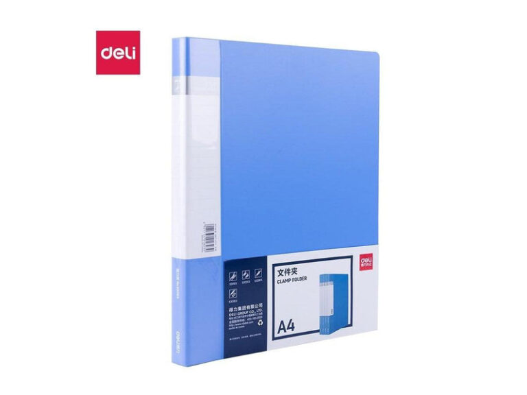 A4 Deli Single Spring Clip Plus Pocket-BK