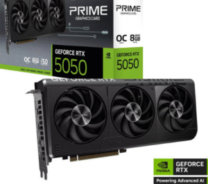 ASUS Prime GeForce RTX 5050 OC Graphics Card, 8GB GDDR6 128-Bit Memory, 2677 MHz Boost Clock, 20 Gbps Memory Speed, 2560 CUDA Cores, PCI Express 5.0, Black | 90YV0N70-M0NA00