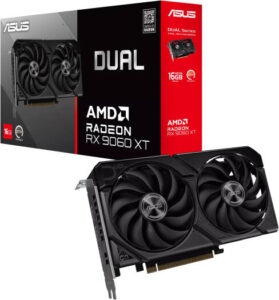 ASUS Dual Radeon RX 9060 XT Graphics Card, 16GB GDDR6 128-Bit Memory, 3230 MHz Boost Memory, 20 Gbps Memory Clock, 2048 Stream Processors, PCI Express 5.0 | 90YV0LG2-M0NA00
