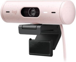 Logitech Brio 500 Full HD 1080p Webcam, Auto Light Correction, Dual Noise Reduction Mics, Webcam Privacy Cover, Works with MS Teams, Google Meet, Zoom, USB-C Cable, Rose Pink