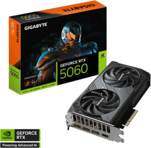 GIGABYTE GeForce RTX 5060 WINDFORCE OC 8G Graphics Card, 8GB GDDR7 128-Bit Memory, 2512 MHz Core Clock, 3840 CUDA Cores, 28 Gbps Memory Clock, PCI Express 5.0 | GV-N5060WF2OC-8GD