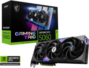 MSI GeForce RTX 5060 GAMING TRIO OC 8GB Graphics Card, GDDR7 128-Bit Memory, 2625 MHz Boost Clock, 28 Gbps memory Speed, 3840 CUDA Cores, PCI Express 5 | 912-V537-021
