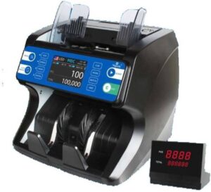 Nigachi NC-10 Mix Money Counting Machine, Max 500 Notes Hopper Capacity, Max 200 Notes Stacker Capacity, Roller Friction Feed System, 800,1000,1200 Notes/min Counting Speed, Black