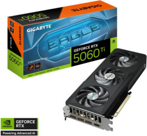 GIGABYTE GeForce RTX 5060 Ti EAGLE MAX OC 16GB Graphics Card, GDDR7 128-Bit Memory, 2617 MHz Core Clock, 28 Gbps Memory Clock, 4608 CUDA Cores, PCI Express 5.0 | GV-N506TEAGLEMAXOC-16GD