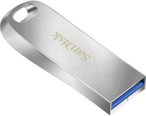 SanDisk 128GB Ultra Luxe USB 3.1 Gen 1 Type-A Flash Drive, 150Mbps Reading Speed, Plug & Play, Integrated Key Ring Loop, Mac and Windows Compatible, Silver | SDCZ74-128G-G46