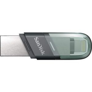 SanDisk 64GB iXpand 2-in-1 Flash Drive Flip, USB 3.2 Gen 1 Type-A Connector, Lightning Connector, Flip Cap, iPhone & iPad / PC and Mac Compatible | SDIX90N-064G-GN6NN