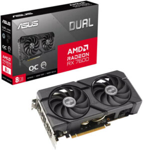 ASUS Dual Radeon™ RX 7600 EVO OC Edition Graphics Card, 8GB GDDR6, Up To 2715 MHz, PCIe 4.0, 3 x DisplayPort 1.4, 1 x HDMI 2.1 VRR Port, Axial-Tech Dual Fan Design, Black | 90YV0LD0-M0NA00