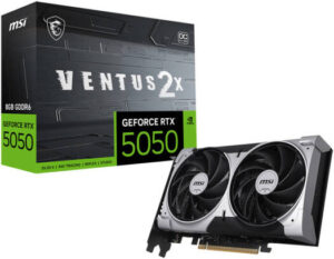 MSI GeForce RTX 5050 8G VENTUS 2X OC 8GB Graphics Card, GDDR6 128-Bit Memory, 2602 MHz Engine Clock, 20 Gbps Memory Clock, 2560 CUDA Cores, PCI Express Gen 5 x16 | 912-V538-010