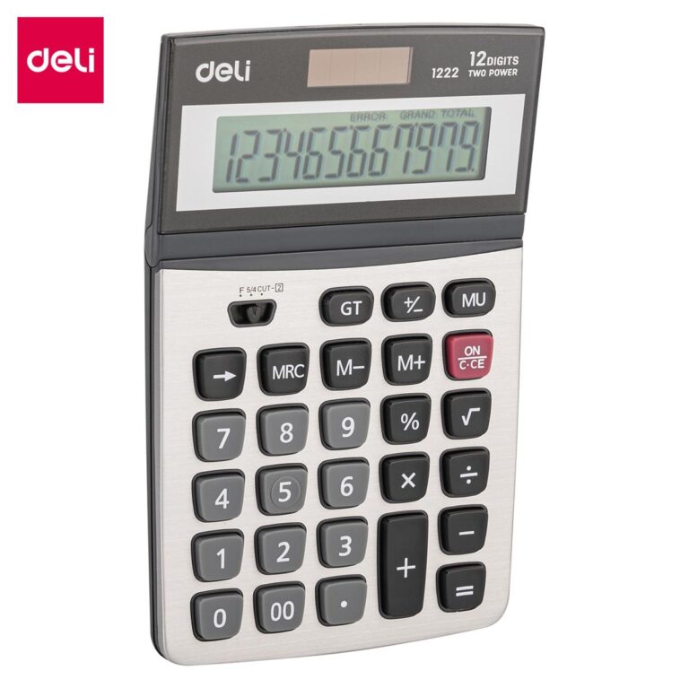 Deli Dual Power Calculator Metal 12 Digits
