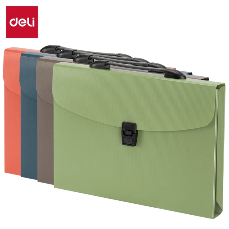 Deli E5557 A4 Expanding File, 13 Pockets, Push Lock Closure, with Handle