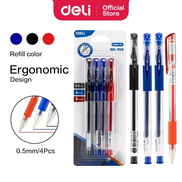 Deli E6600S-MT Gel Pens, 0.5 mm, Pack of 4