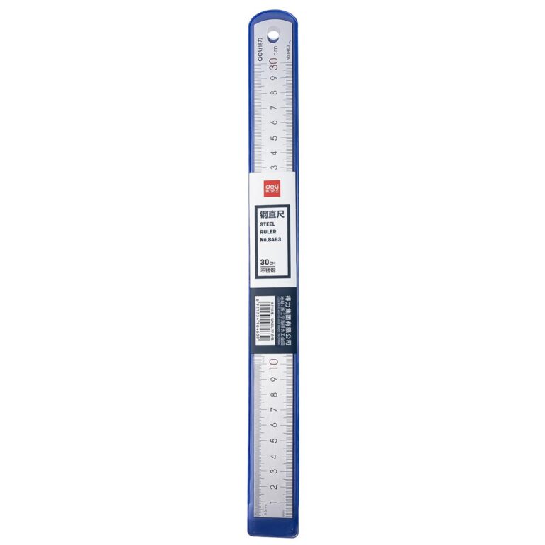 Deli 8463 Metal Ruler, 30 Cm Scale, Silver