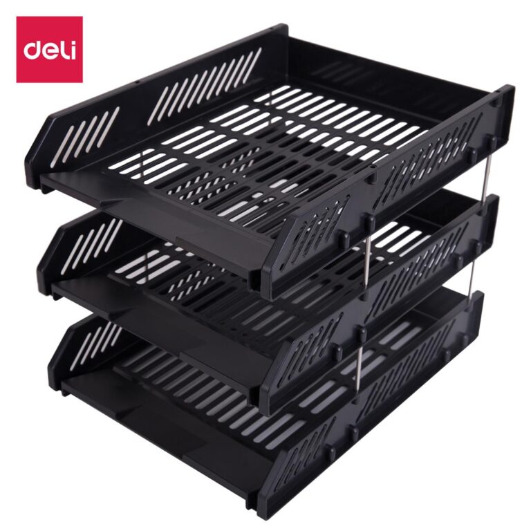 Deli 3 Tier Document Tray (Black, Grey, Blue)