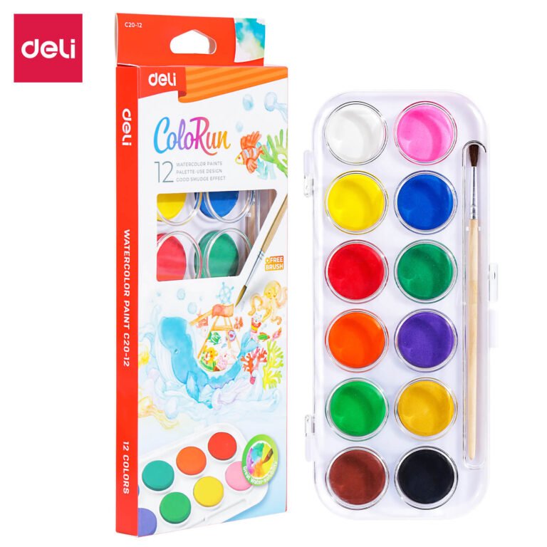 Deli Watercolor Cake + Brush 12 Colors | EC20-12