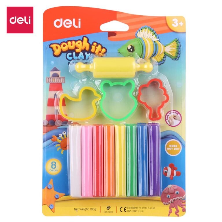 Deli Plasticine 8 Colors (Clay), 100gm