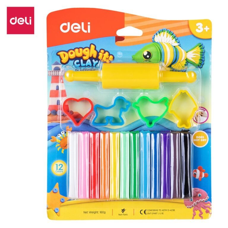 Deli Plasticine 12 Colors (Clay), 160gm