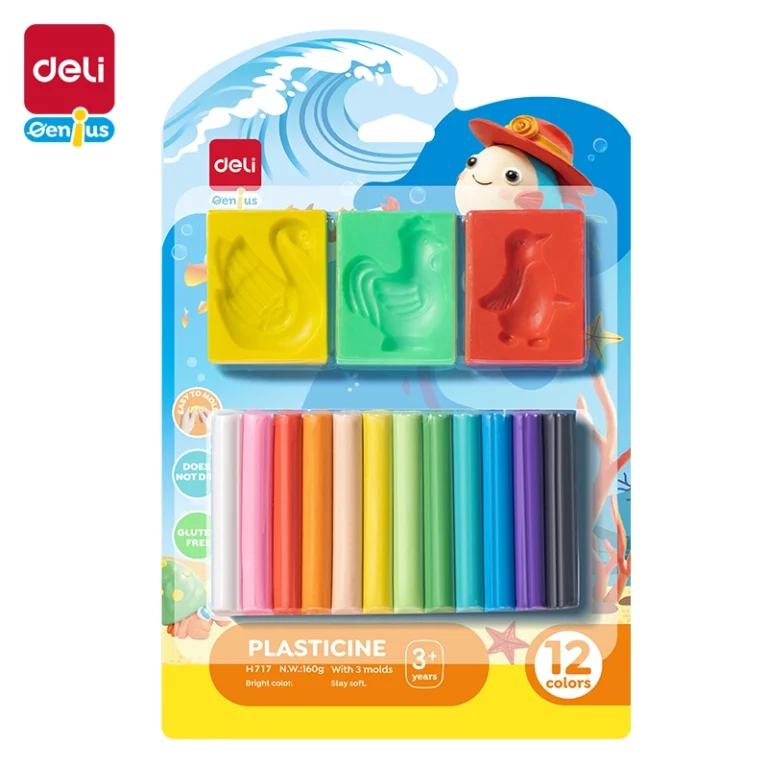 Deli Plasticine 160gm with 3 Models 12 Colors | EH717