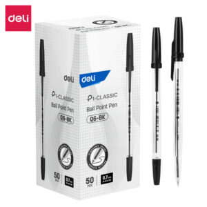Deli Smooth Ball Point Pen Black 0.7mm (1×50)