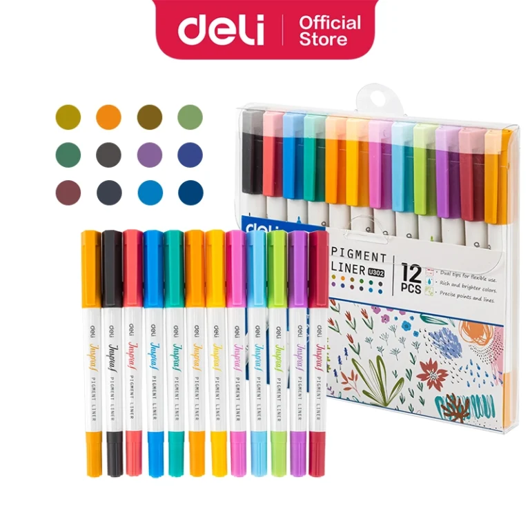 Deli Dual Tip Pigment Liner (1×12) | EU302