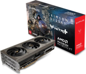 SAPPHIRE NITRO+ AMD Radeon RX 9070 XT OC Crimson Desert Edition Graphics Card, 16GB GDDR6 256-Bit Memory, 3060MHz Boost Clock, 4096 Stream Processor, 20 Gbps Memory Clock, PCI-E 5.0 x16 | 11348-10-20G