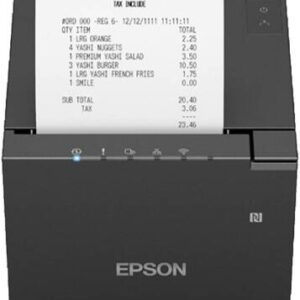 Epson TM-m30III Receipt Printer, 203×203 DPI Thermal Line, USB and Ethernet, Compact, Water-Resistant IPX2 Black | C31CK50112A0