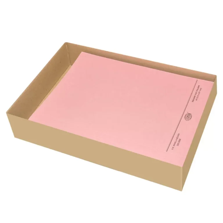 FIS FSFF9A4PI Square Cut Folders Without Fastener, A4, Pink, 320 gsm, 50 pieces