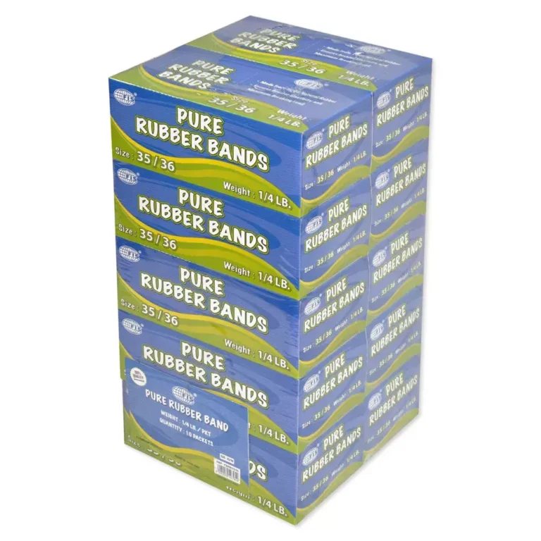FIS FSRB35/36 Rubber Bands, Size 35/36, Yellow, 10 Boxes × 1/4 lb