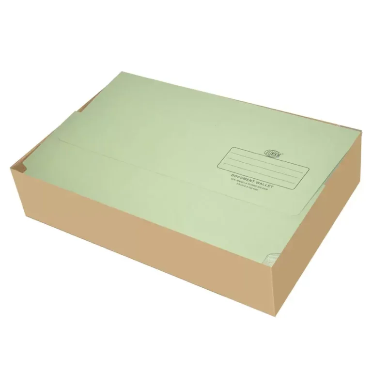 FIS FSFF8GR Document Wallets, F/S (210 × 330 mm), Green, 320 gsm, Pack of 50 pieces