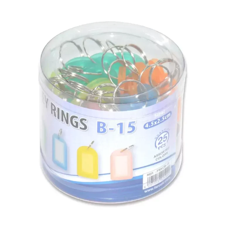 FIS FSKCB-15 Key Rings, 4.5 × 2.5 cm, Assorted Colours, Pack of 25