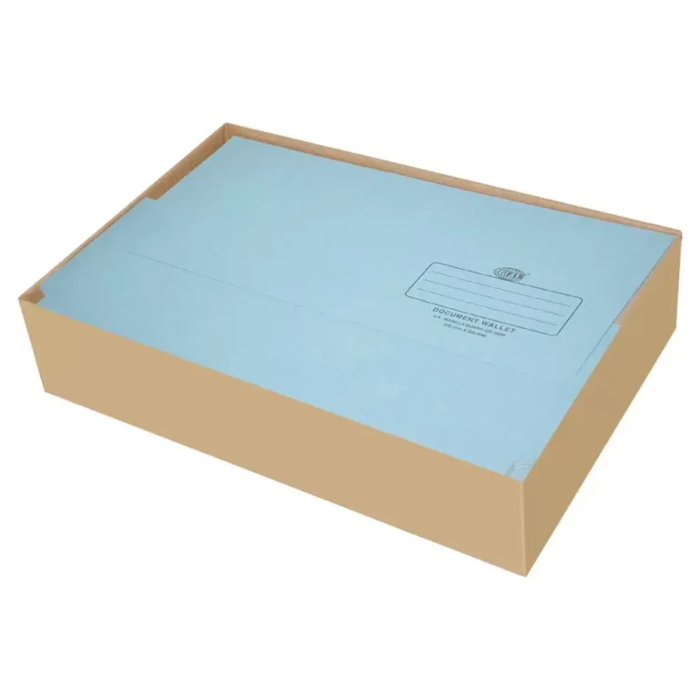FIS FSFF8BL Document Wallets, F/S (210 × 330 mm), Blue, 320 gsm, Pack of 50 pieces