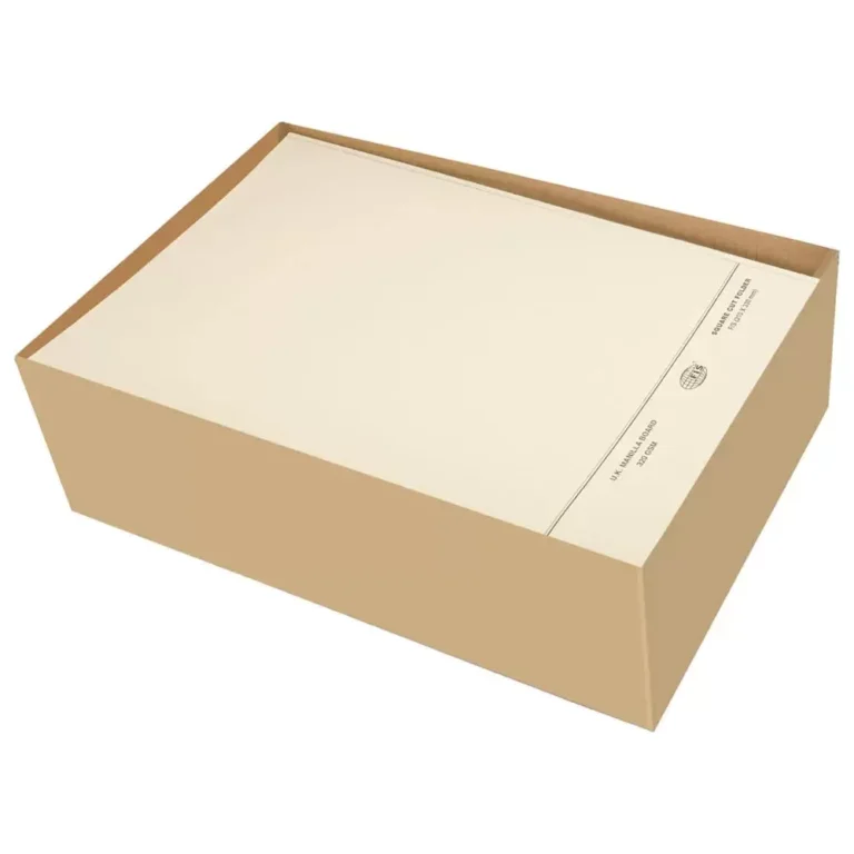 FIS FSFF7FBF Square Cut Folders With 8 cm Fastener, F/S (210 × 330 mm), Buff, 320 gsm, 50 pieces