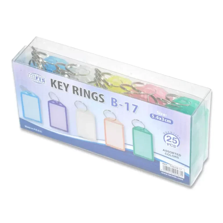 FIS FSKCB-17 Key Rings, 5.6 × 3 cm, Assorted Colours, Pack of 25