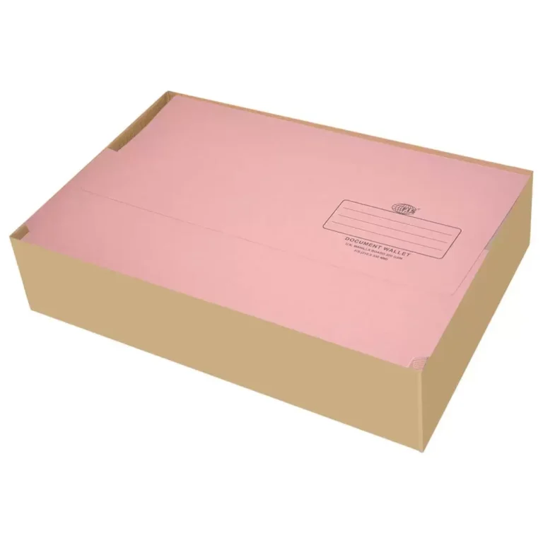 FIS FSFF8PI Document Wallets, F/S (210 × 330 mm), Pink, 320 gsm, Pack of 50 pieces