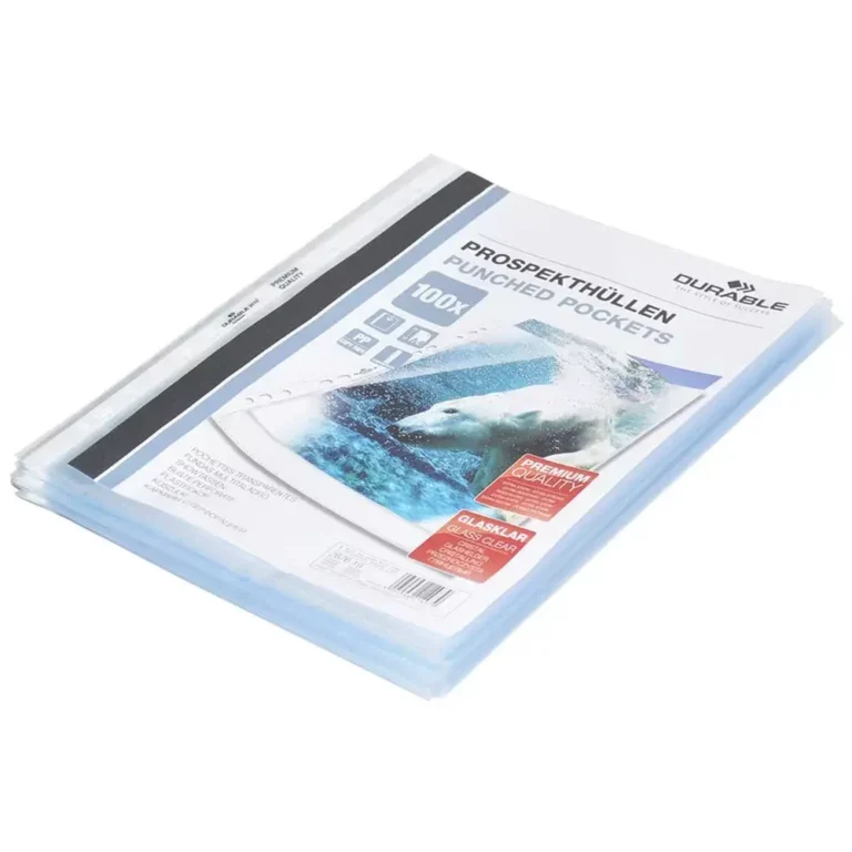 Durable DURP2676-19 A4 Punched Pockets, Crystal Clear PP, 80 Microns, Pack of 100
