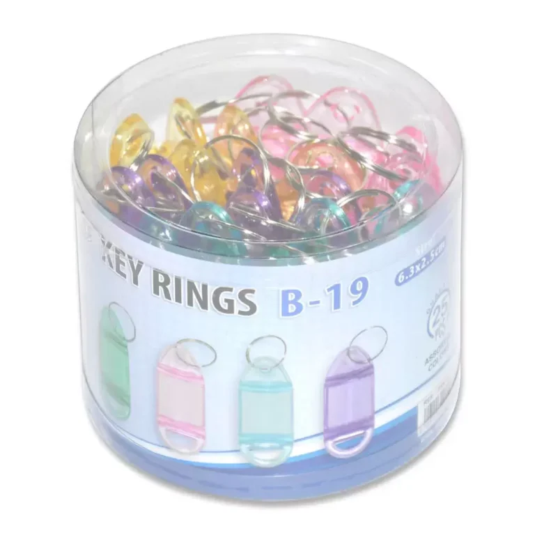 FIS FSKCB-19 Key Rings, 6.3 × 2.5 cm, Assorted Colours, Pack of 25